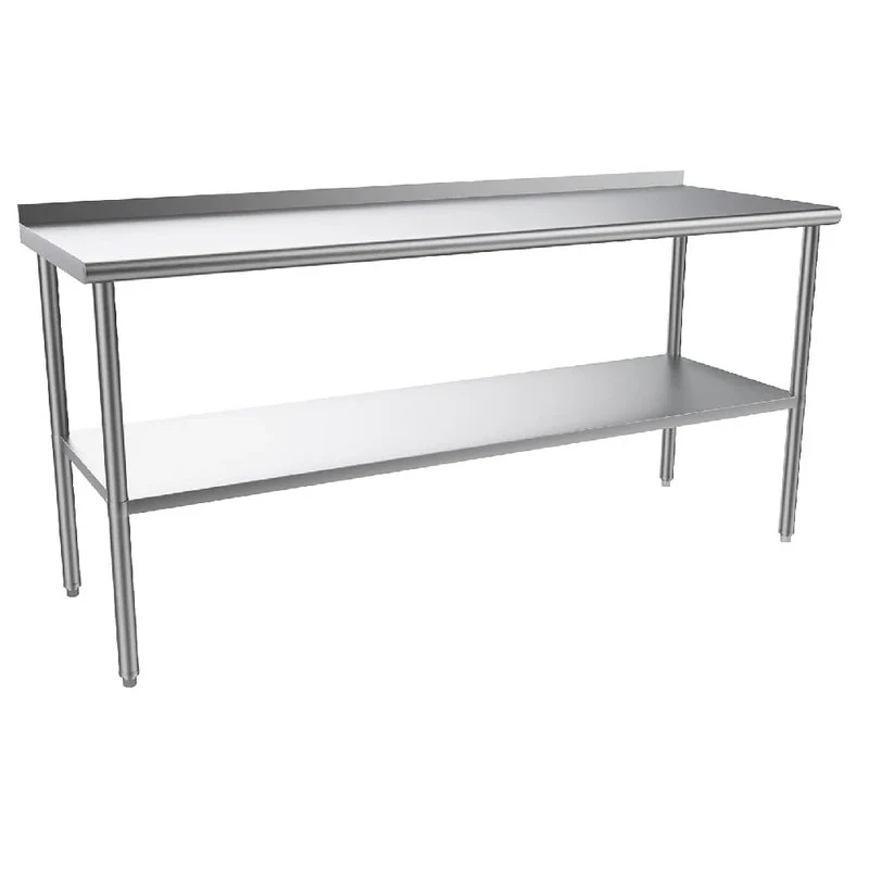 Silver Stainless Steel Commercial Kitchen Prep Table with Undershelf – 4 Sizes