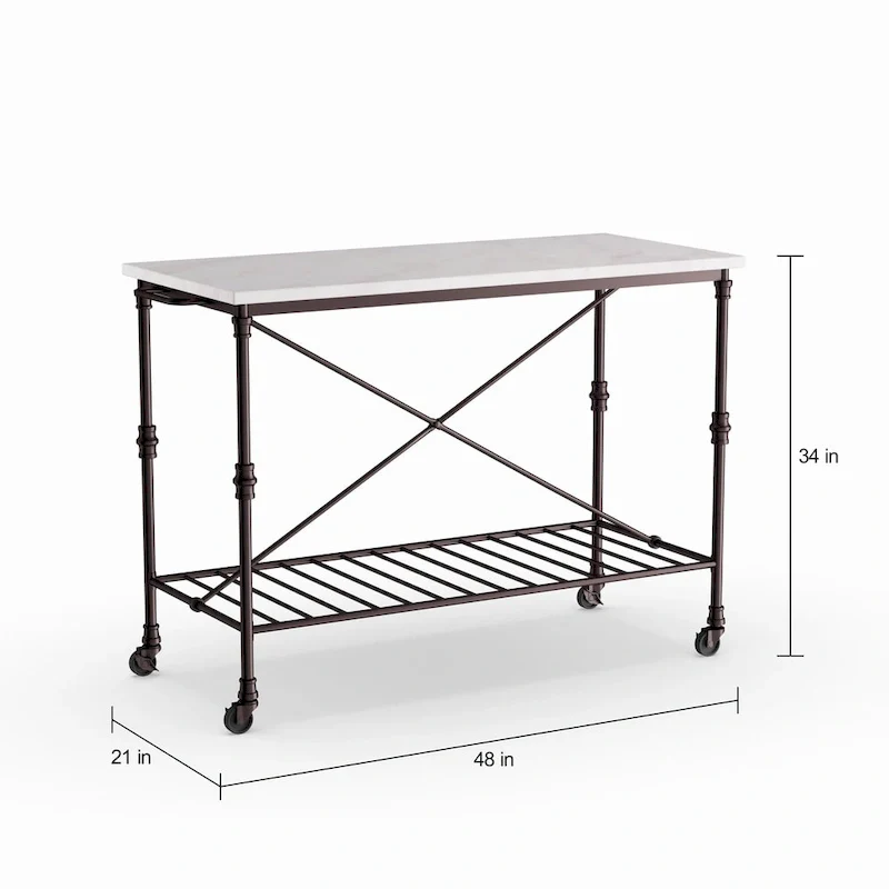 Black Faux Marble Rolling Kitchen Island