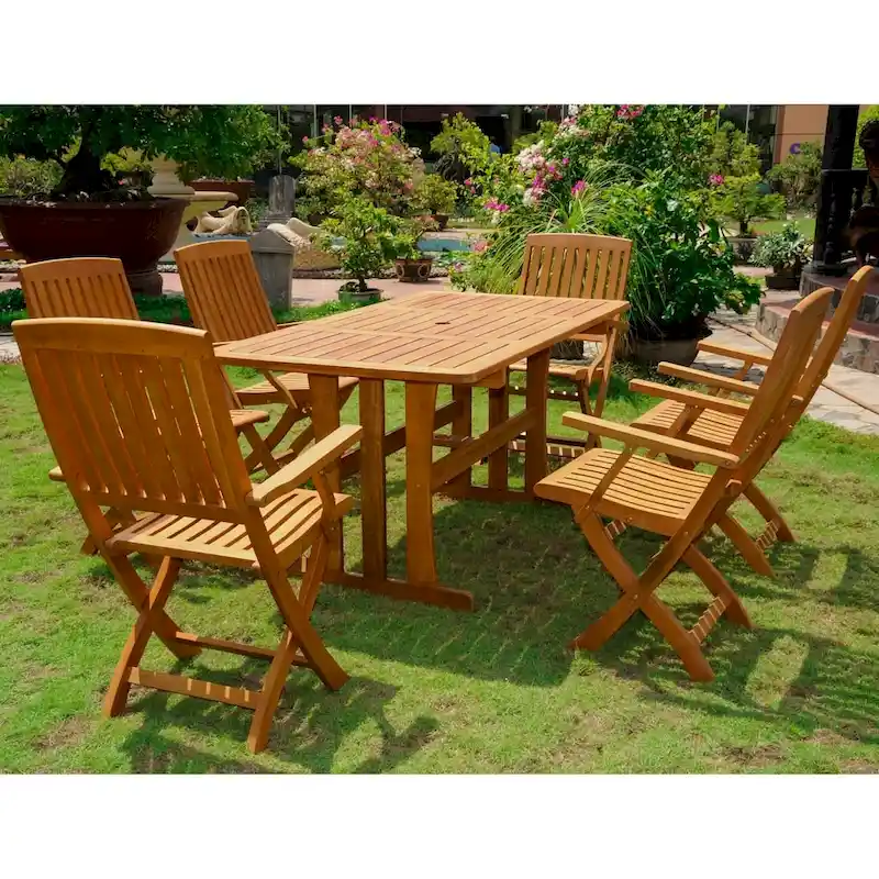 International Caravan Royal Fiji 'Sciacca' Stained Acacia Hardwood Outdoor 7-piece Dining Set
