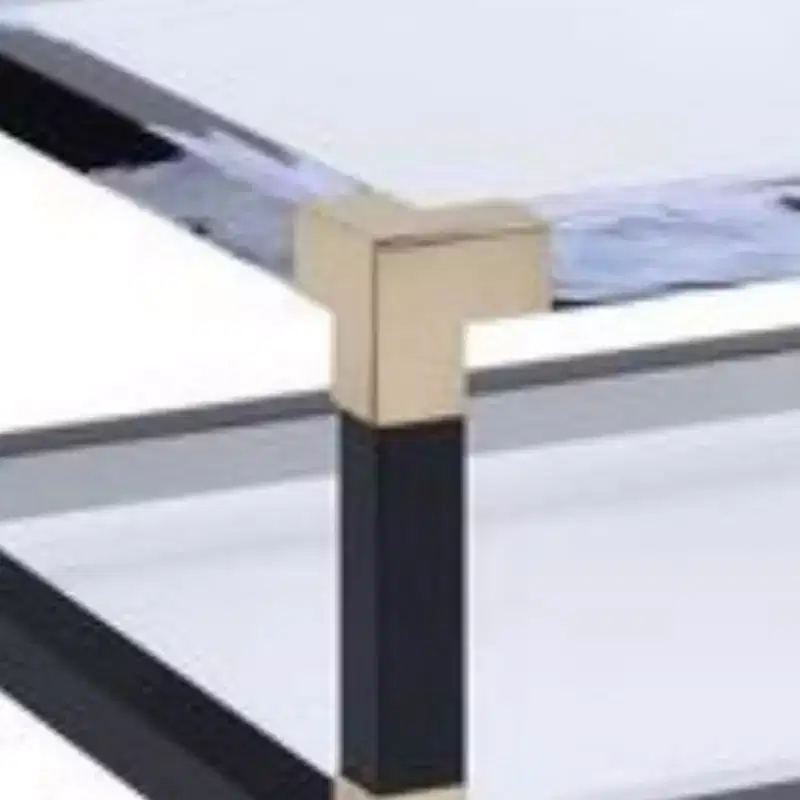 Royal Hampton Metal Coffee Table with Glass Top and Shelf, Black
