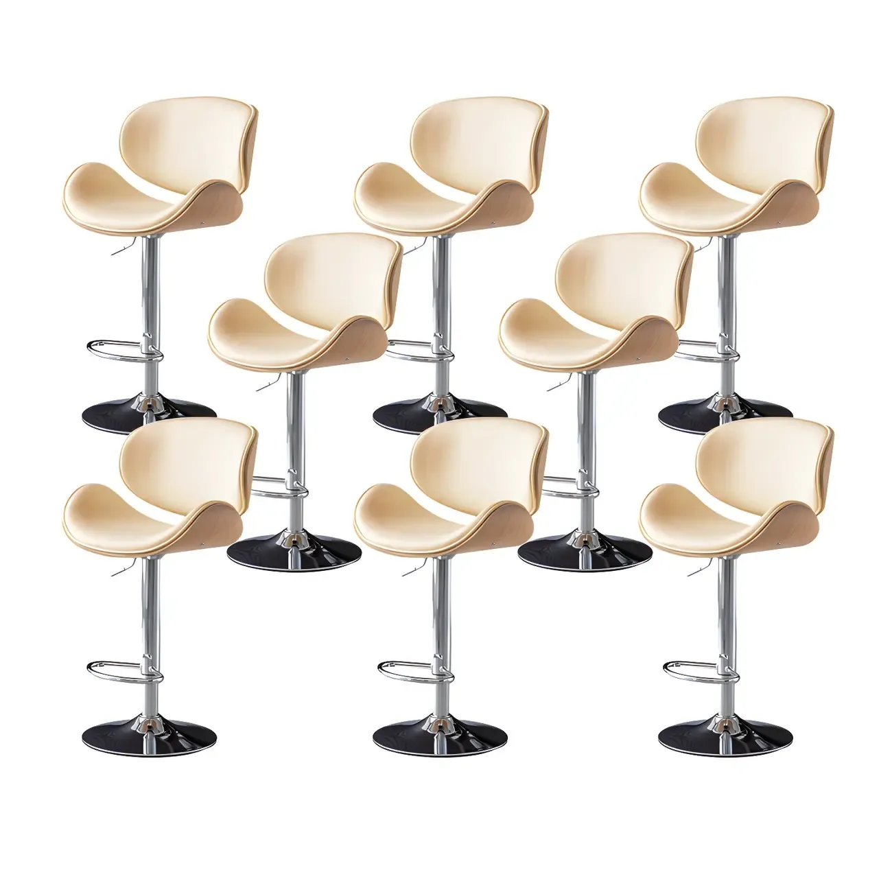 Arched Blackish Green Leather Swivel Adjustable Bar Stool