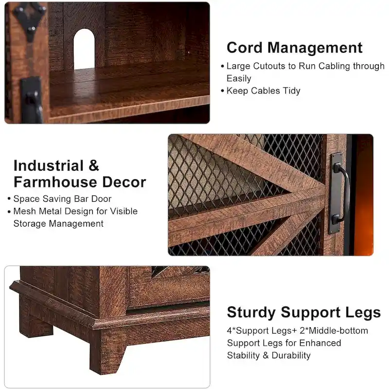 White Farmhouse TV Stand with Electric Fireplace