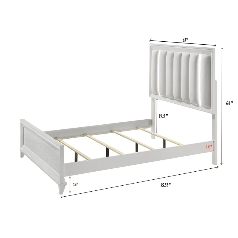 Denissa 6 Piece White Upholstered LED Panel Bedroom Set