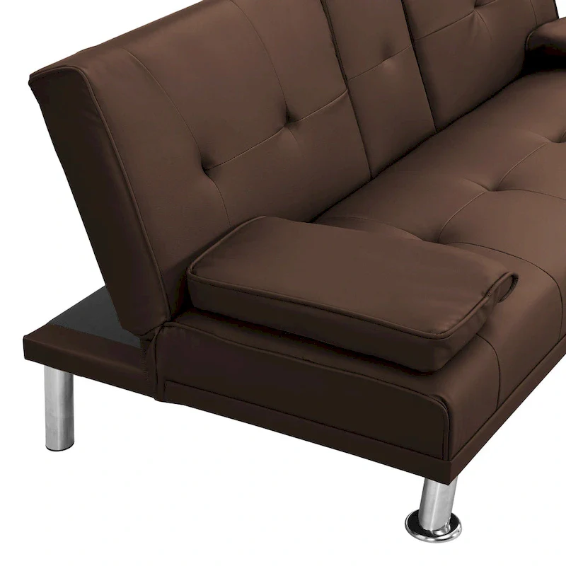 66.1  PVC Loveseat Sofa Bed with Wood Frame and Stainless Legs