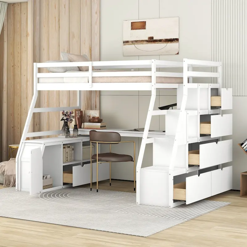 Twin Pine Loft Bed with Desk and Storage