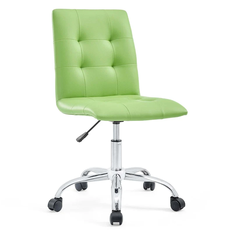 Armless Mid Back Office Chair, Faux Leather, Single, 8 Colors