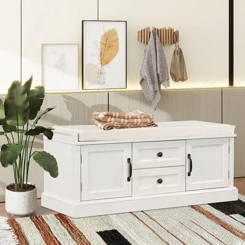 Shoe stool, 2 drawers, 2, removable pads, living room locker, entrance