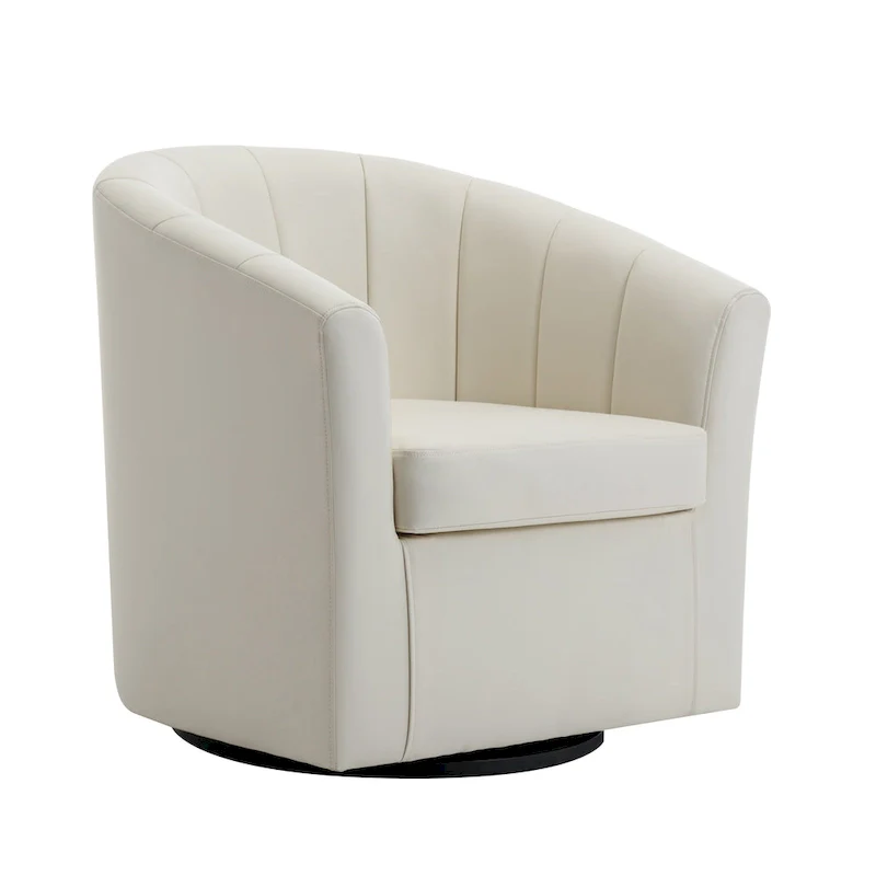 Swivel Barrel Accent Chair - Faux Leather Single Seat