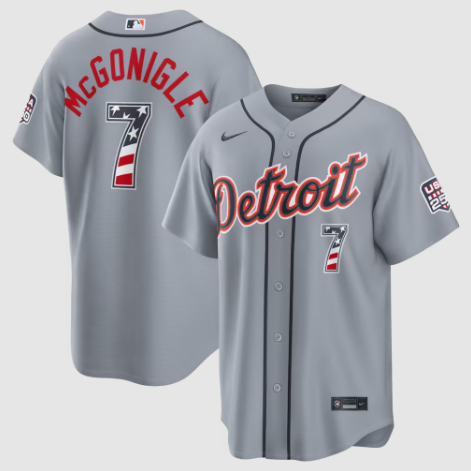 Detroit Tigers Kevin McGonigle Gray USA 250 Fourth of July Road Stadium Jersey