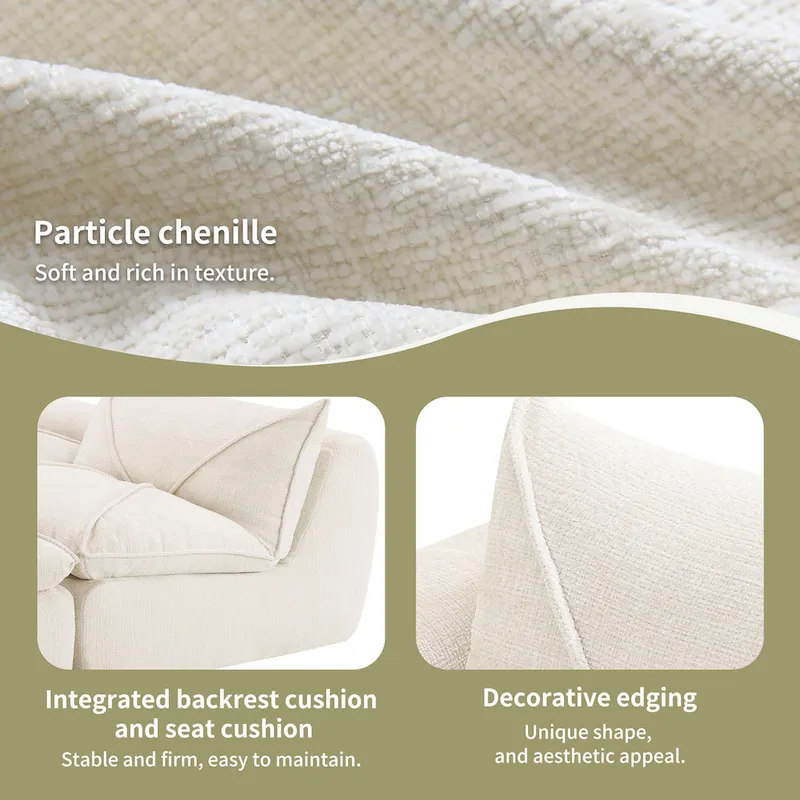 116-In Modern Chenille Sectional Sofa with High Density Foam,No Assembly Required