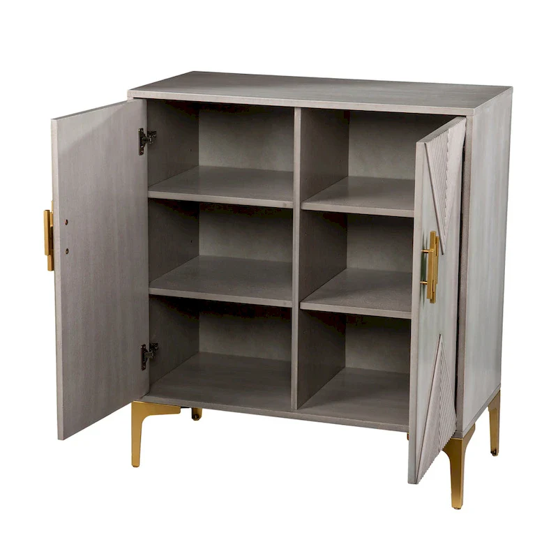 Laurelvale Grey Wood Cabinet w/ Goldtone Legs/Pulls
