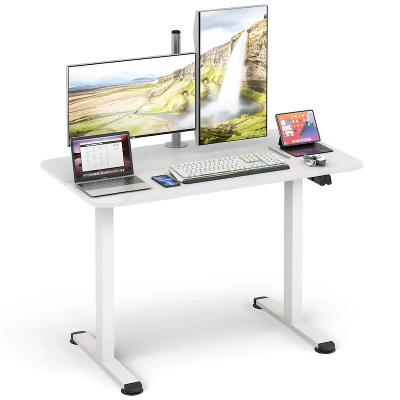 Electric Height-Adjustable Sit-Stand Desk, Brown/Black/Natural, Single User