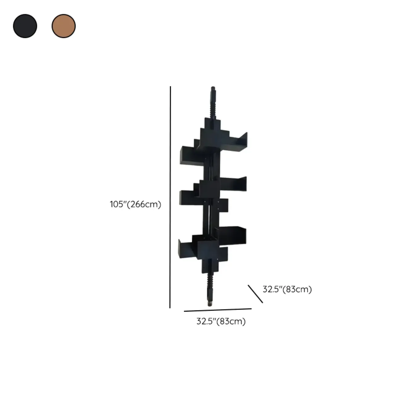 Swivel Vertical Nut Brown Wood Bookcase with Closed Back