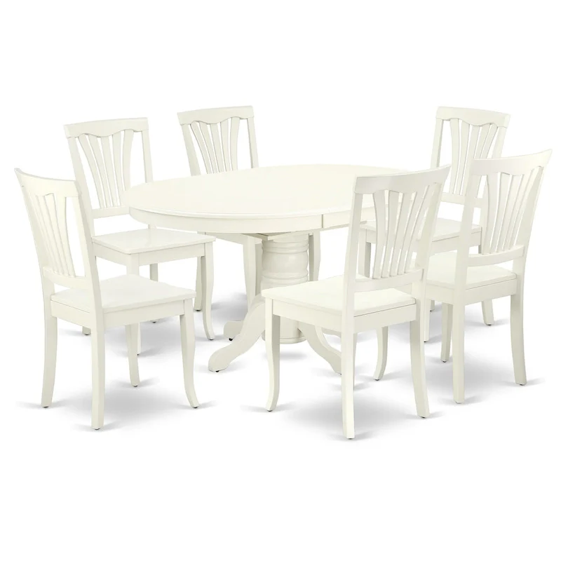 East West Furniture Dining Room Furniture Set- an Oval Kitchen Table and Wooden Seat Dining Chairs, Linen White(Pieces Option)