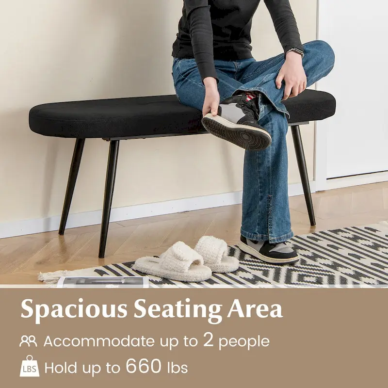 Gymax 47 Upholstered Entryway Bench w/ Padded Seat & Heavy-duty