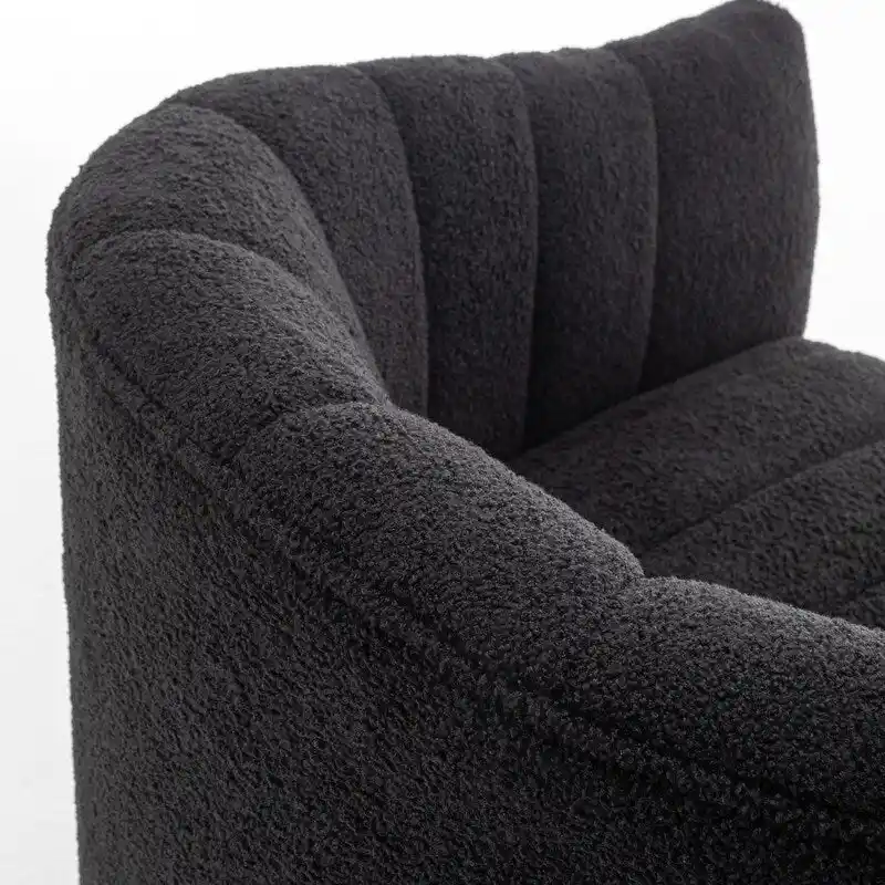 SEYNAR Modern Glam Velvet Upholstered Round Swivel Accent Barrel Chair