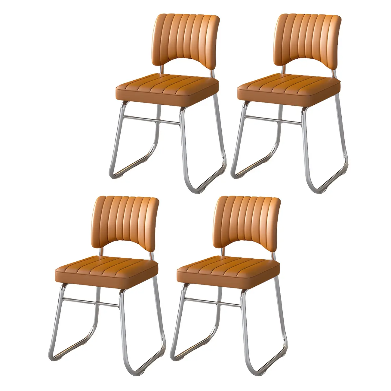 Modern Black Steel Leather Upholstered Office Chair