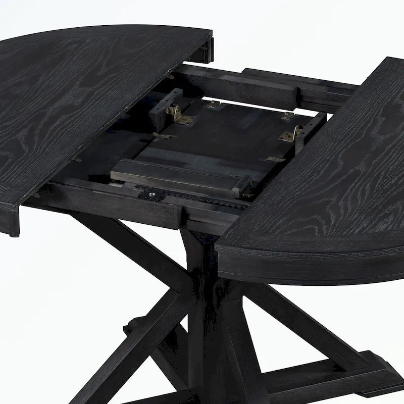 Dining Table Set with Extendable Table and 4 Upholstered Chairs