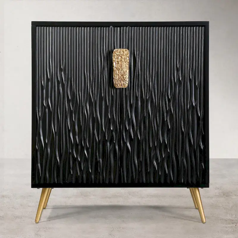 Black 2-Door Credenza Sideboard, Single-User