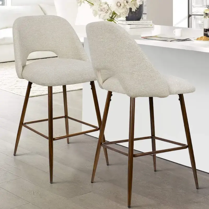 Upholstered Modern Bar Stool Walnut Leg