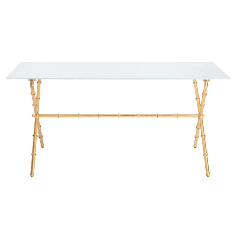 SAFAVIEH Treasures Jocelyn Bronze-Ish Silver/ Glass Top Accent Table - 37.4 x 19.7 x 17