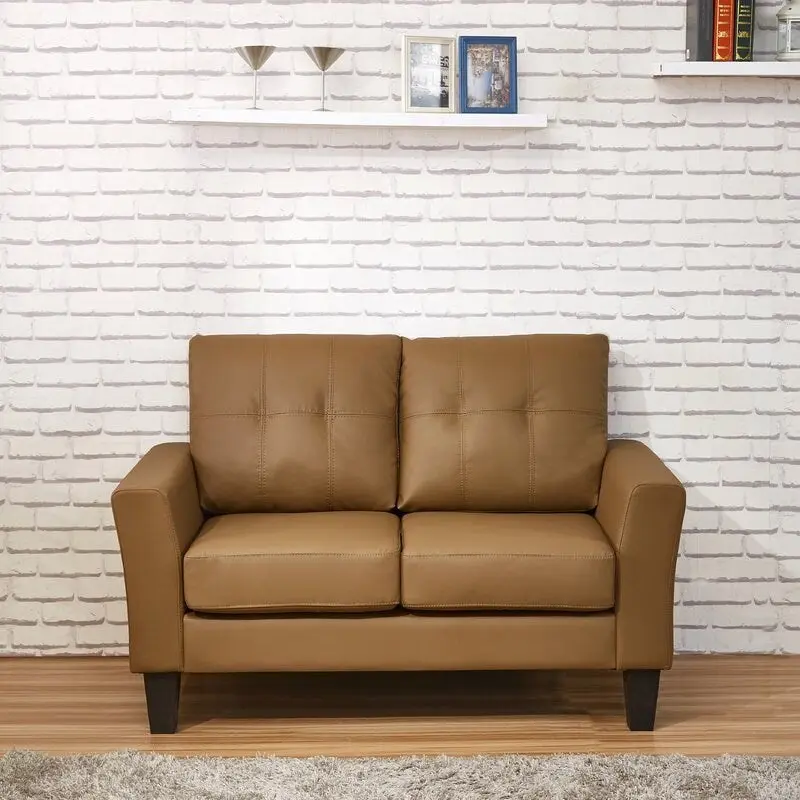 Mid-Century Modern Faux Leather Loveseat - Seats 2