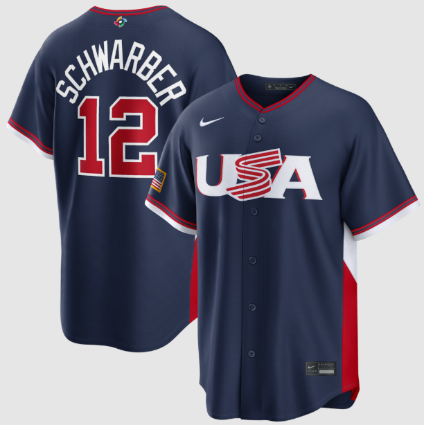 USA Baseball Kyle Schwarber Navy 2026 World Baseball Classic Road Stadium Jersey