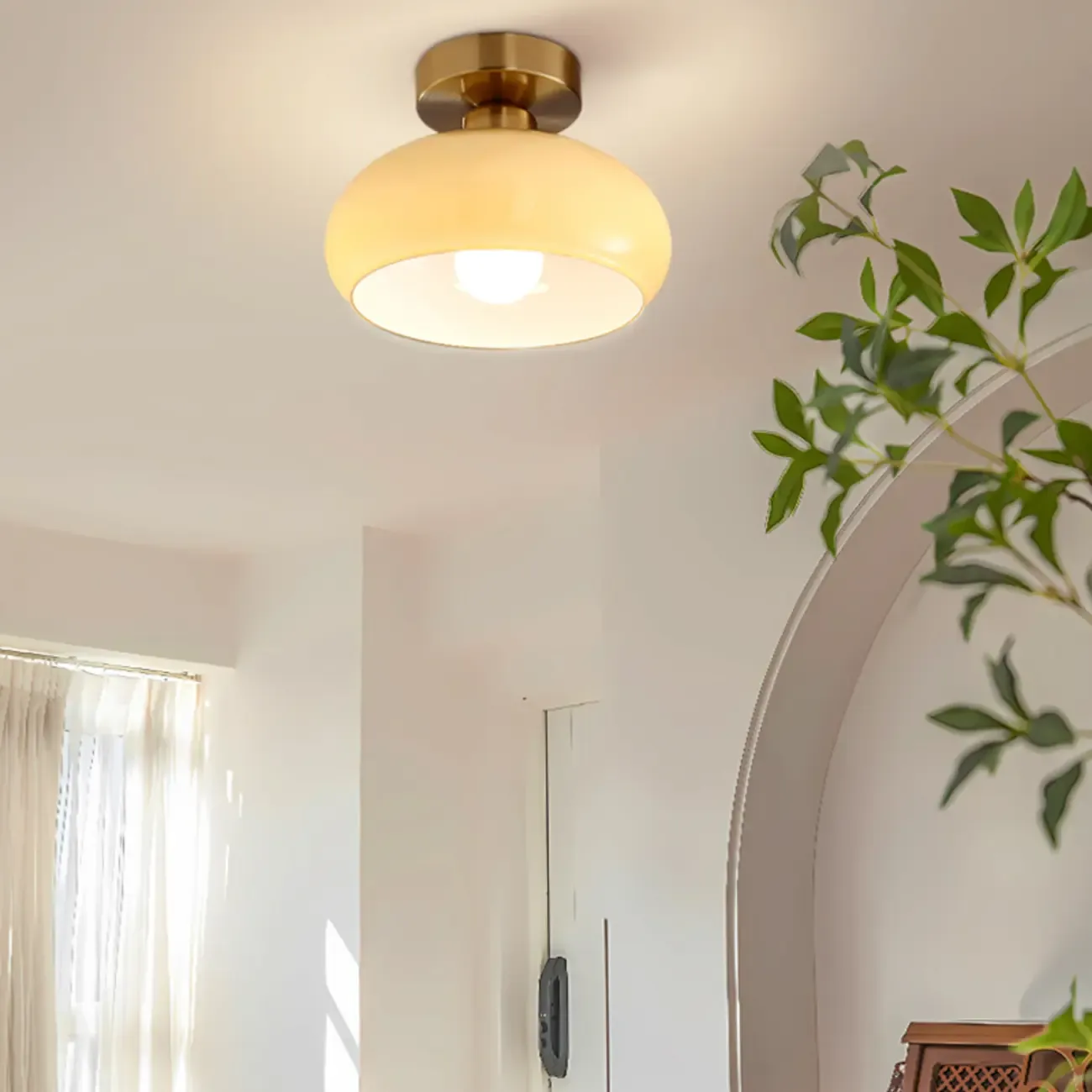 Modern Glass Semi-Flush LED Ceiling Light for Living Room