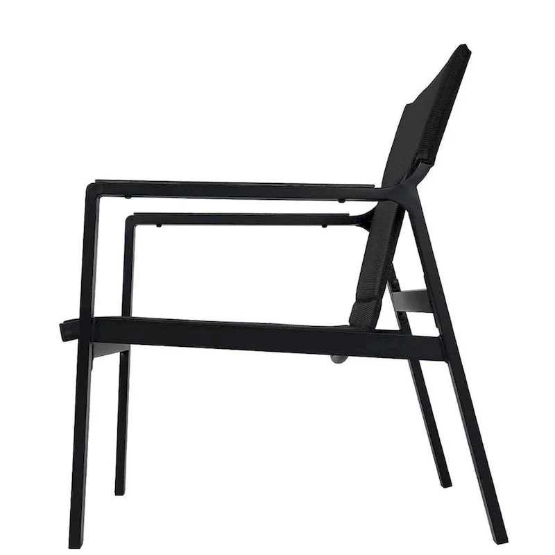 Mesh Sling Armchairs, Conversation Set with Side Table, Aluminum Frame (Set of 3)