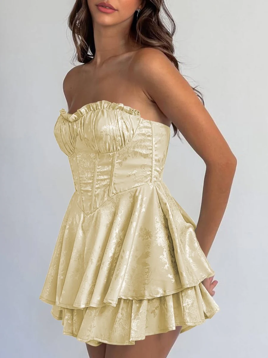 Yellow - A Line Sweetheart Corset Ruffles Short Homecoming Dresses