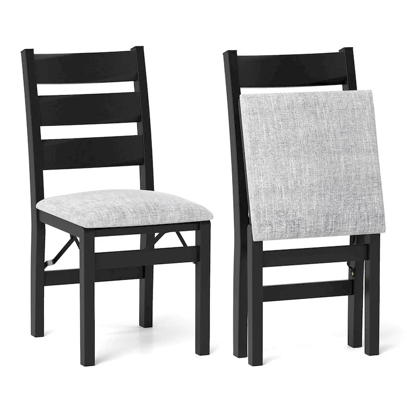 Costway Folding Chairs Set of 2/4 Modern Upholstered Chairs with Comfy