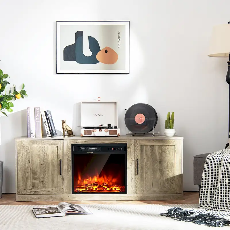 Costway 58 Fireplace TV Stand Entertainment Console W/ 18 Electric