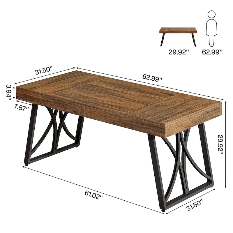 63-Inch Executive Desk, Industrial Large Computer Desk