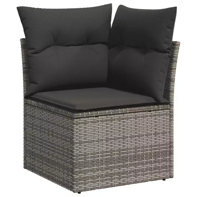 vidaXL 7 Piece Patio Sofa Set with Cushions Poly Rattan - With Table Black and Cream