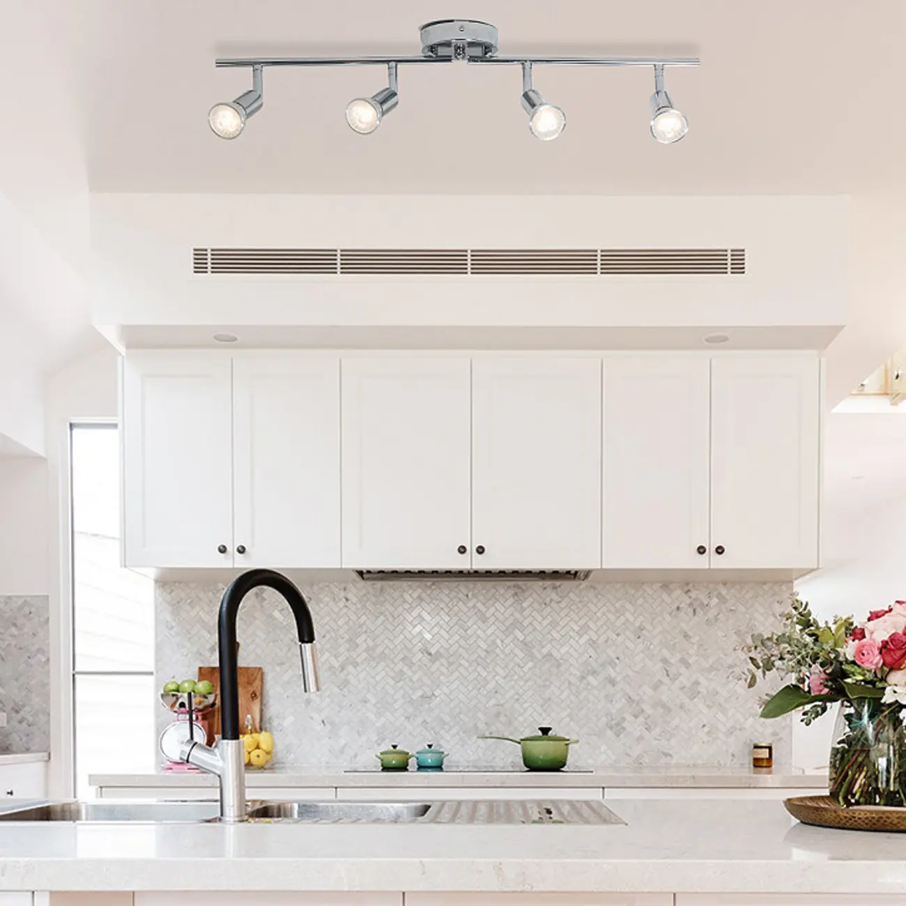 Adjustable Modern Chrome Semi Flush Mount Ceiling Track Light