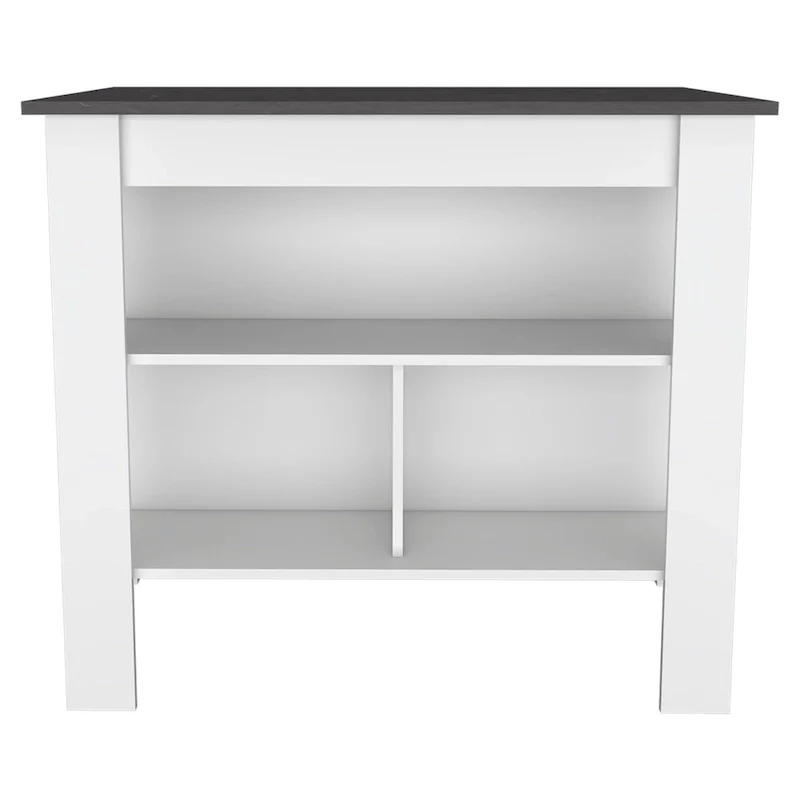 Rockaway 3-Shelf Kitchen Island White and Onix