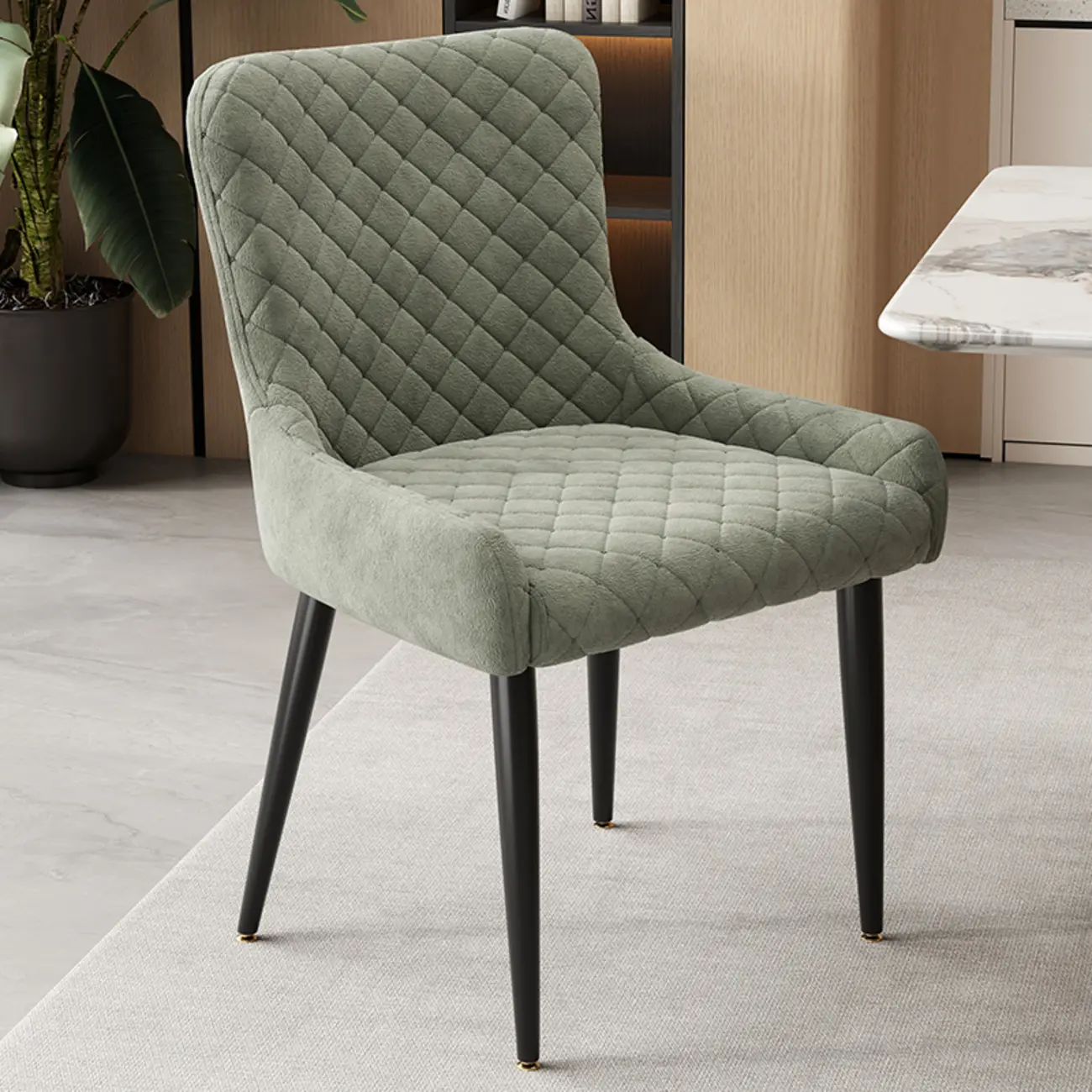 contemporary Upholstered Low Back Chenille Dining Chairs