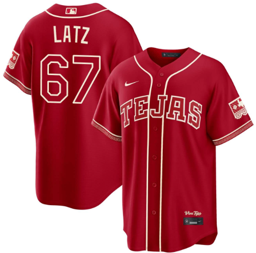 Jacob Latz Texas Rangers Red 2026 City Connect Jersey