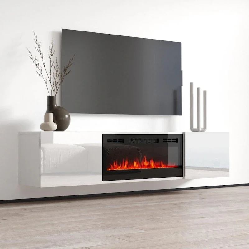 Cali EF Wall Mounted Electric Fireplace Modern 72 TV Stand