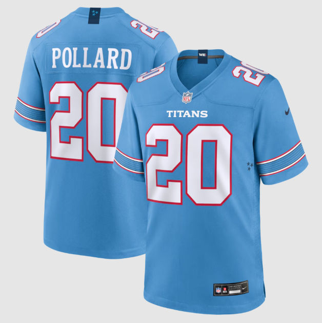 Tennessee Titans Tony Pollard Light Blue Game Jersey