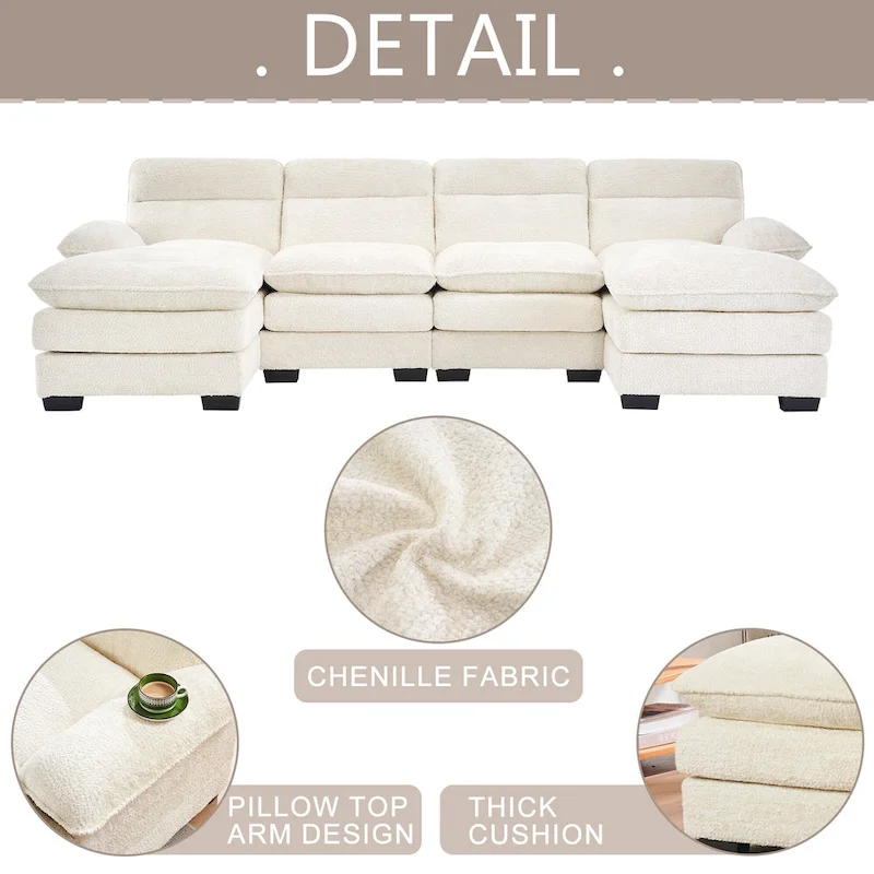 U-Shaped Chenille Sofa