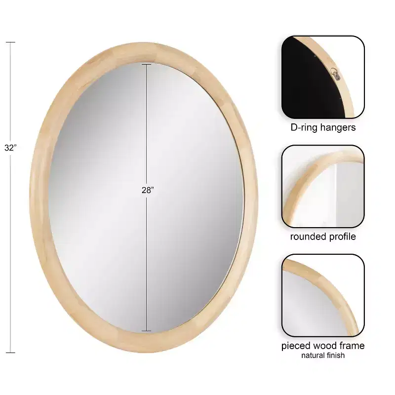 Kate & Laurel All Things Decor 32"X32" Dessa Round Wall Mirror Natural