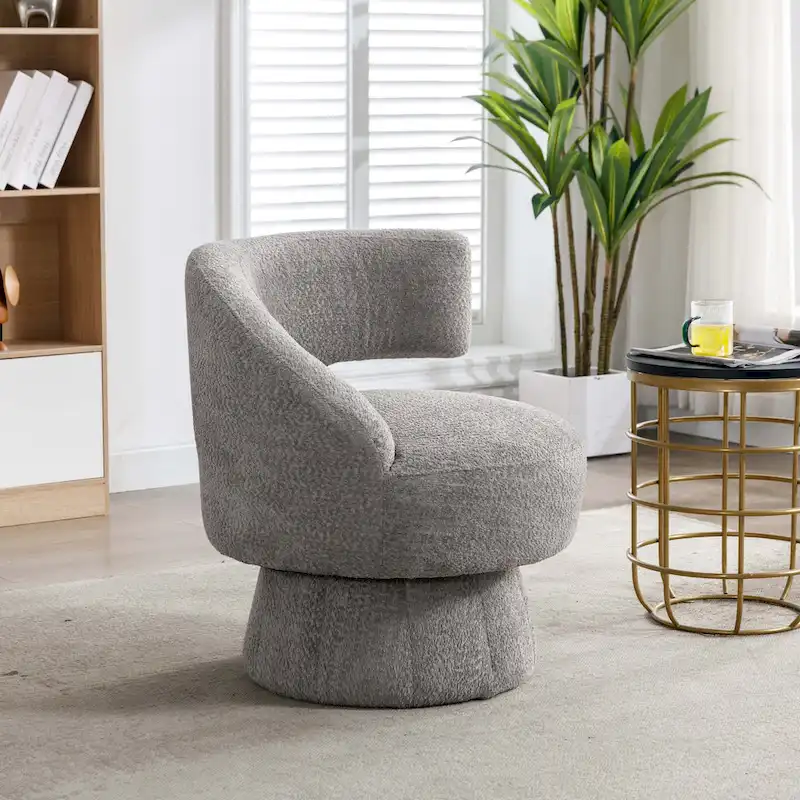 360 Degree Swivel Cuddle Barrel Accent Chairs with Wide Upholstered