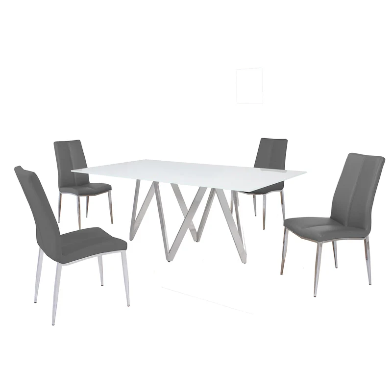 Somette Alyssa Starphire White 5-Piece Dining Set