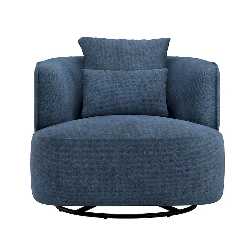 LUE BONA 2 Set Swivel Accent Armchair Fabric Blend, Modern Barrel Living Room Sofa Chair - 32.7  W x 32.7  D x 26.8  H