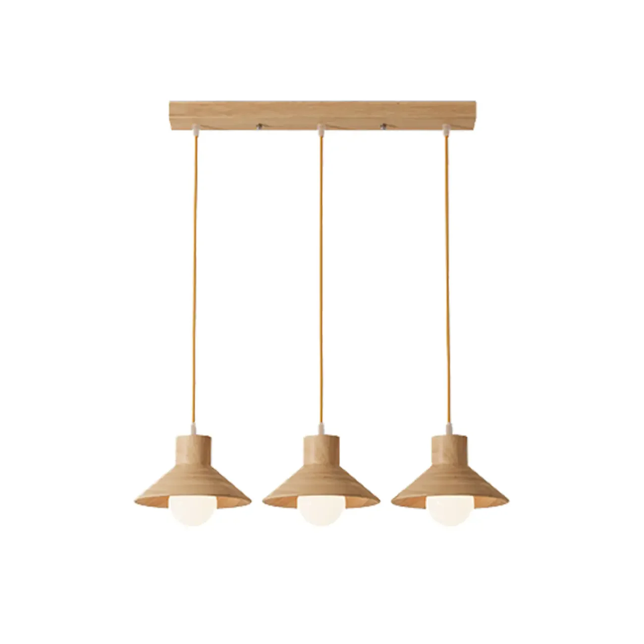 Rustic Island Light Modern Wood 3 Lights Cone Island Pendant