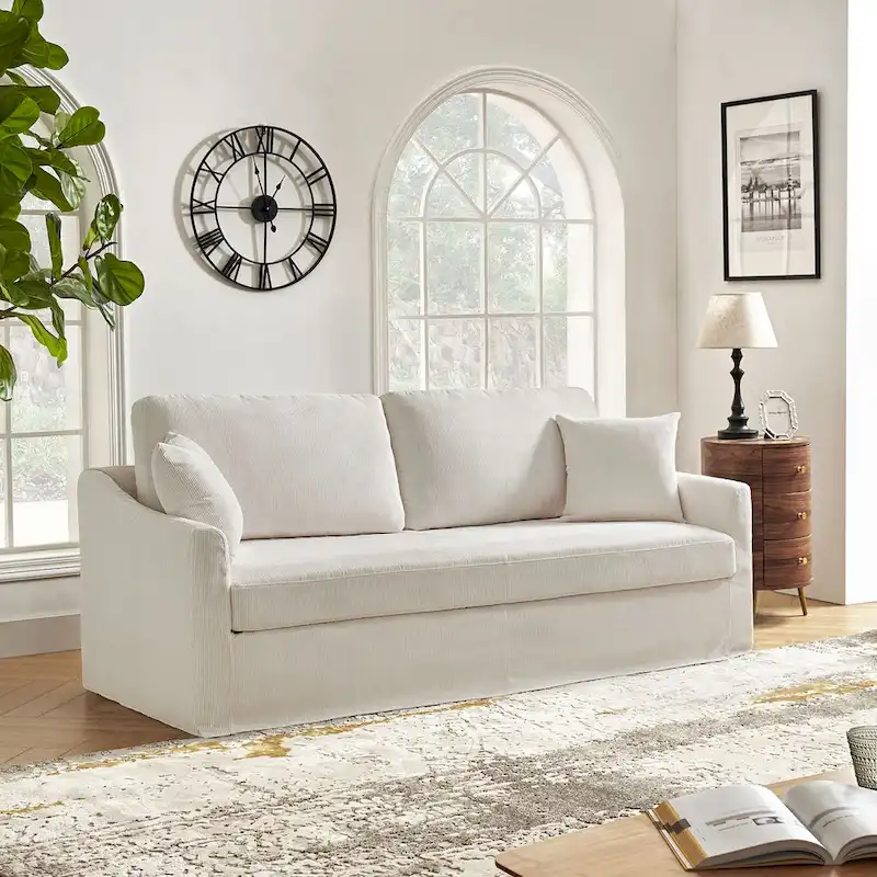 Volkhard 80.5 Modern Slipcovered Sofa With Removable Back Cushion By HULALA HOME