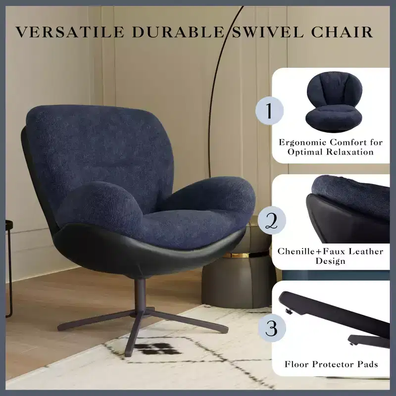 Christopher Knight Home Alger Modern Chenille and Faux Leather Upholstered Swivel Chair