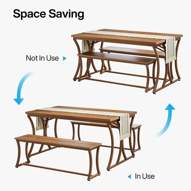 51 Farmhouse Brown Dining Table and Bench