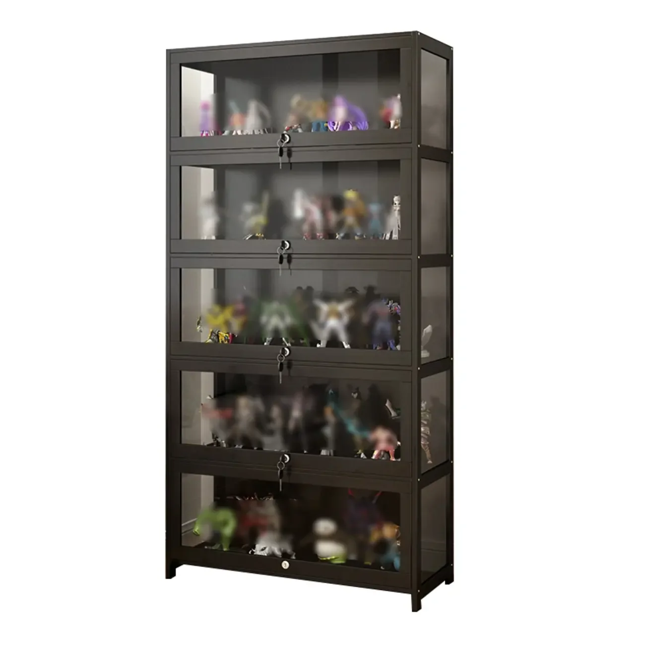 Living Room Modern Black Glass Figurine Display Cabinet